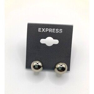 EXPRESS Silver Tone Bauble Stud Faux Pearl Bead Earrings NEW
